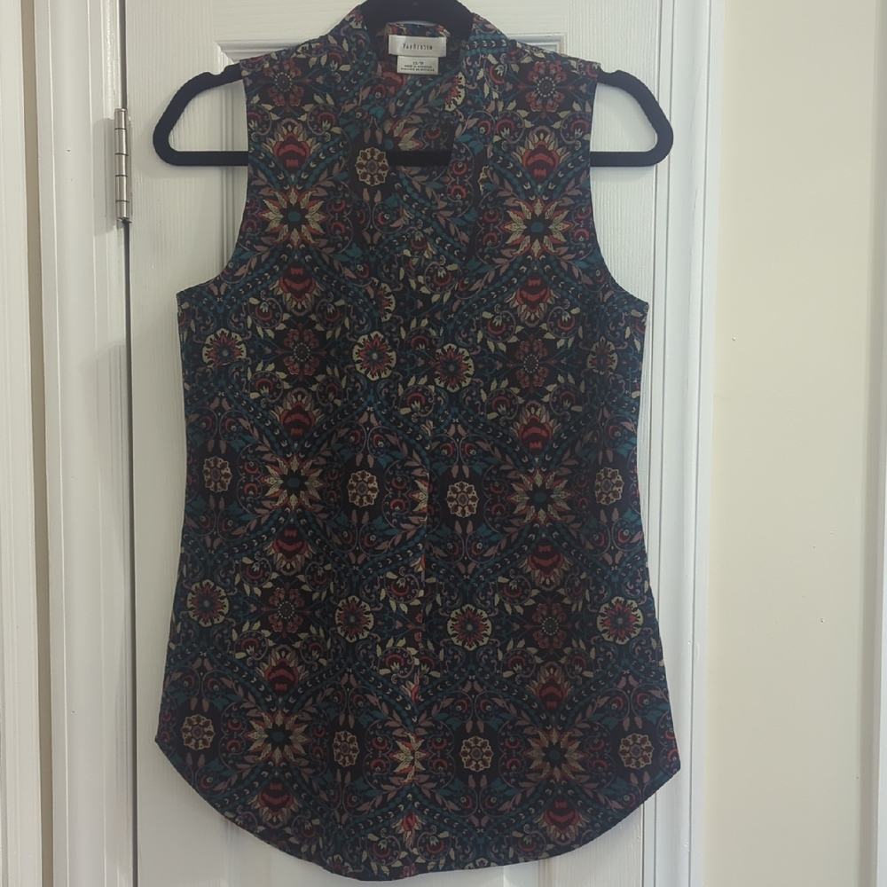 Van Heusen Sleeveless Blouse with Mandarin Collar